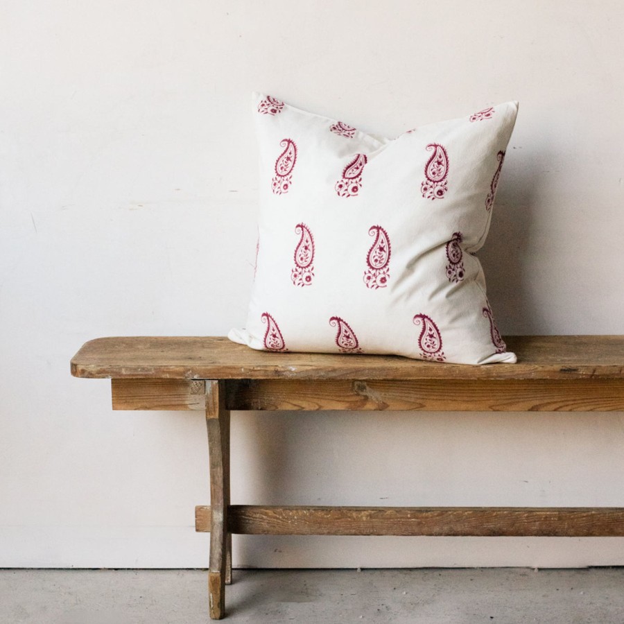 Textiles Elsie Green | Hand Block Printed Pillow Cover | Jacqueline Red