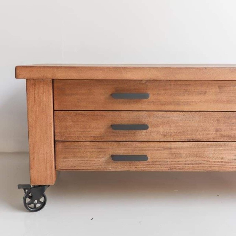 Furniture elsie green | Reclaimed Wood Map Chest Coffee Table Waxed Pine