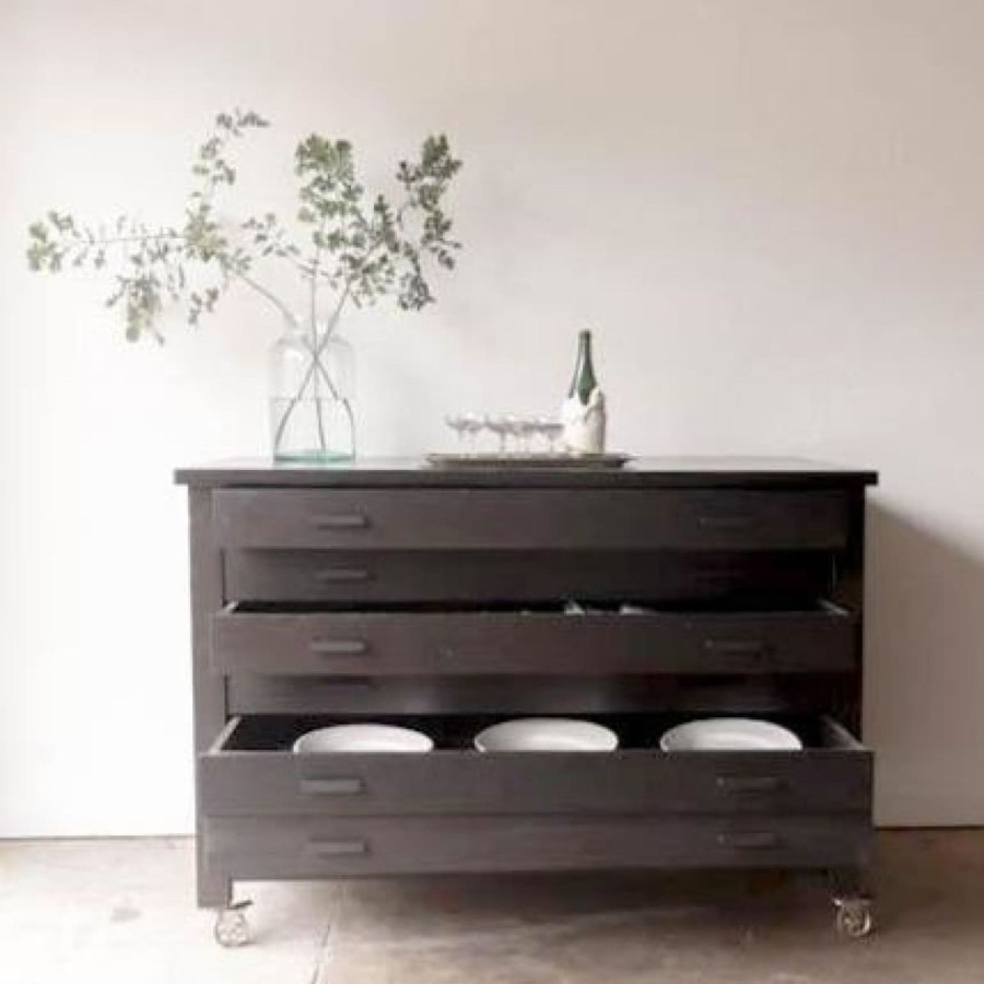 Furniture elsie green | Reclaimed Wood Map Chest Black