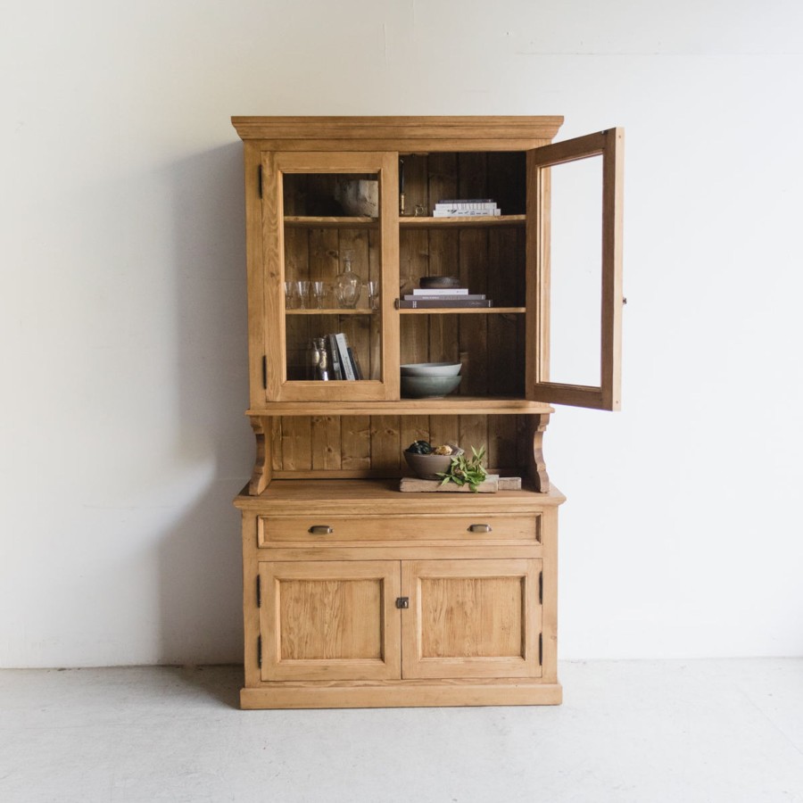 Furniture elsie green | Reclaimed Wood China Cabinet Waxed Pine