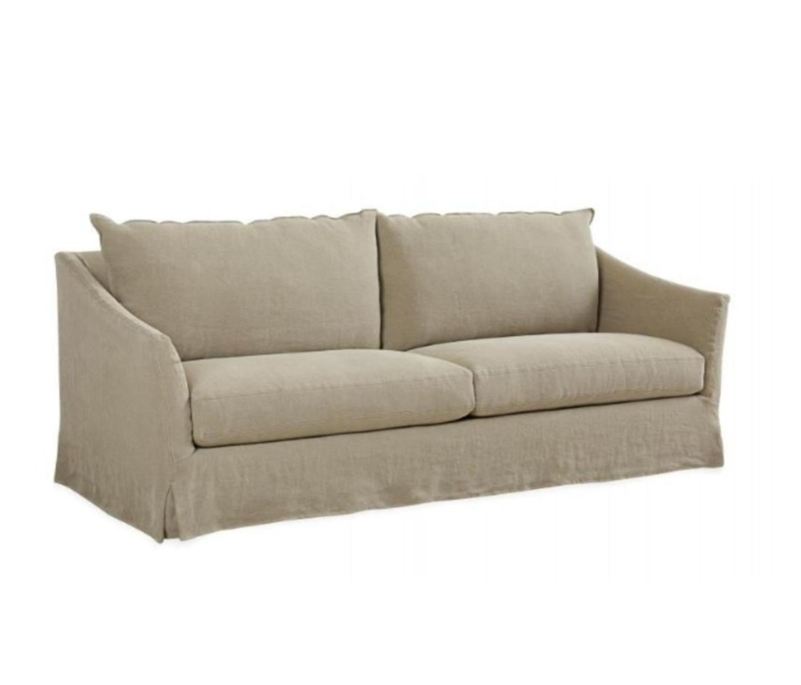 Furniture Elsie Green | Belgian Slope Arm Slipcovered Sofa Corbin Flax