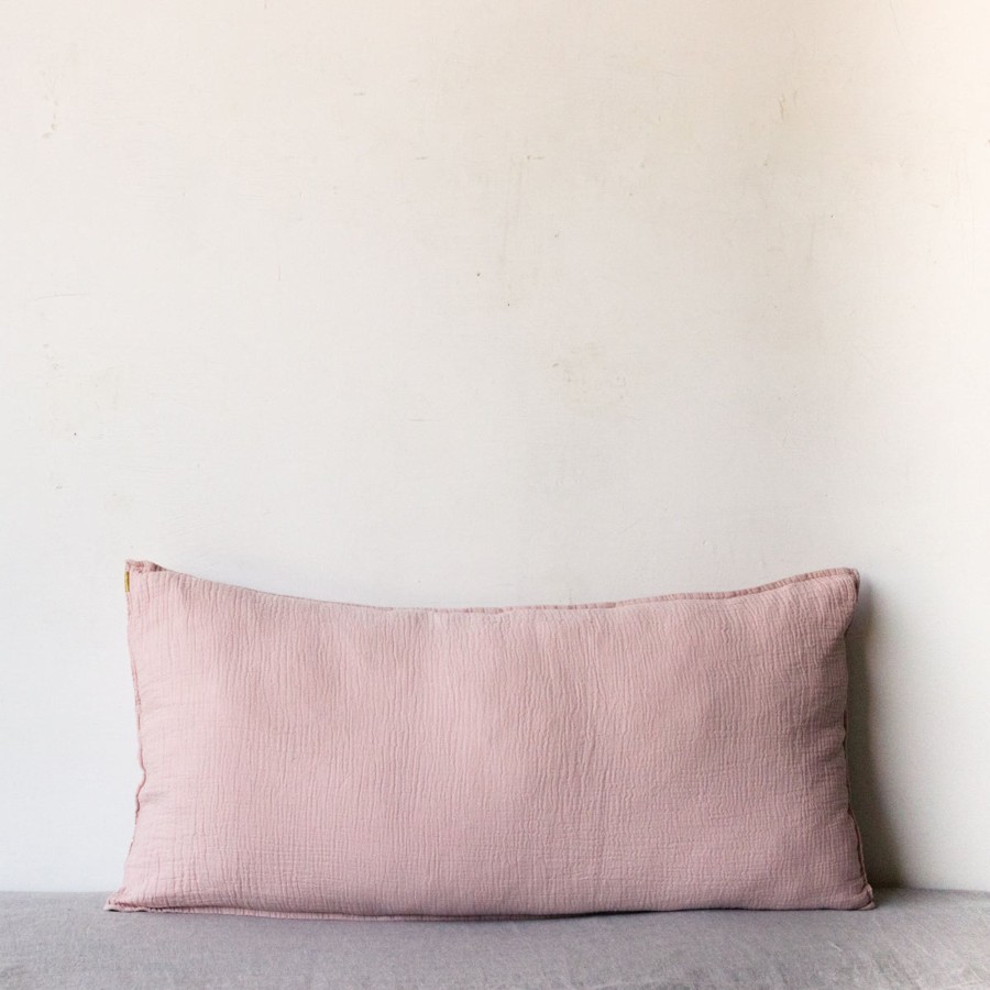 Textiles elsie green | Organic Cotton Double Gauze Pillow Pink