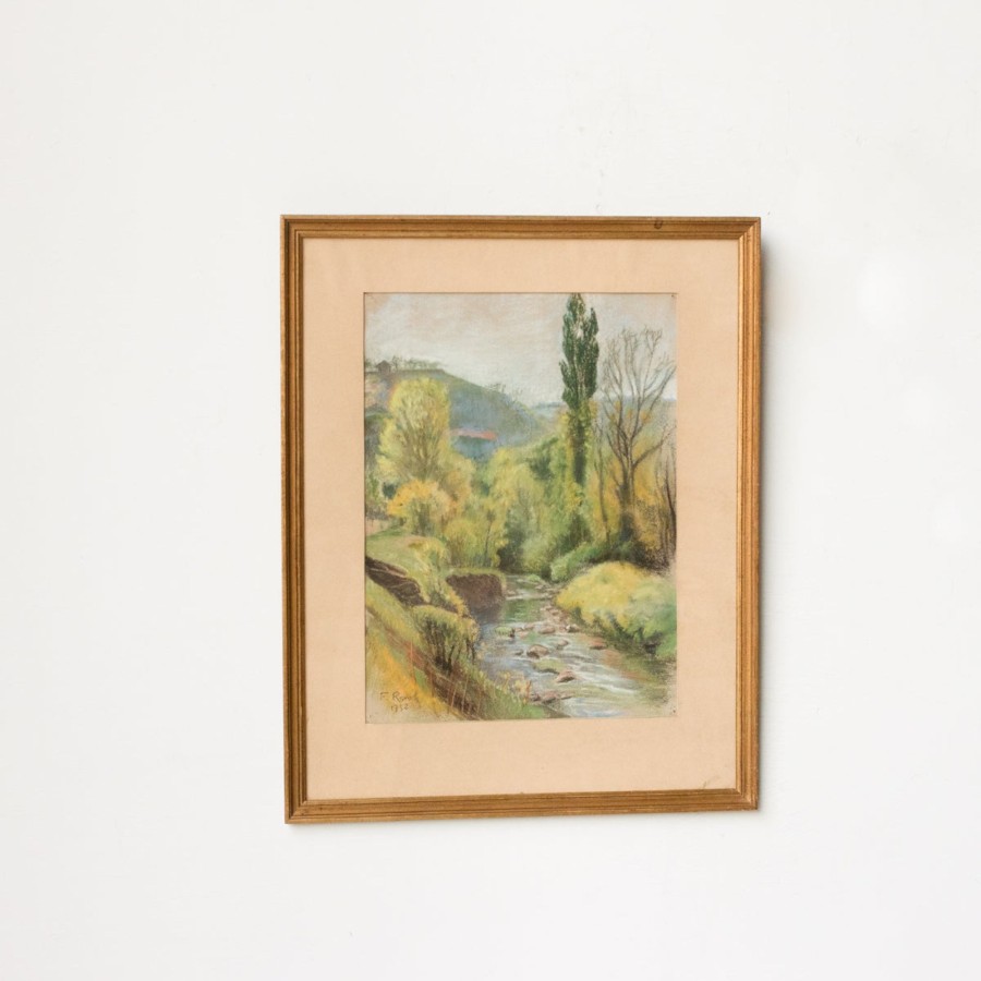 Art Galerie elsie green | Pastel Landscape Drawing | Dated 1952