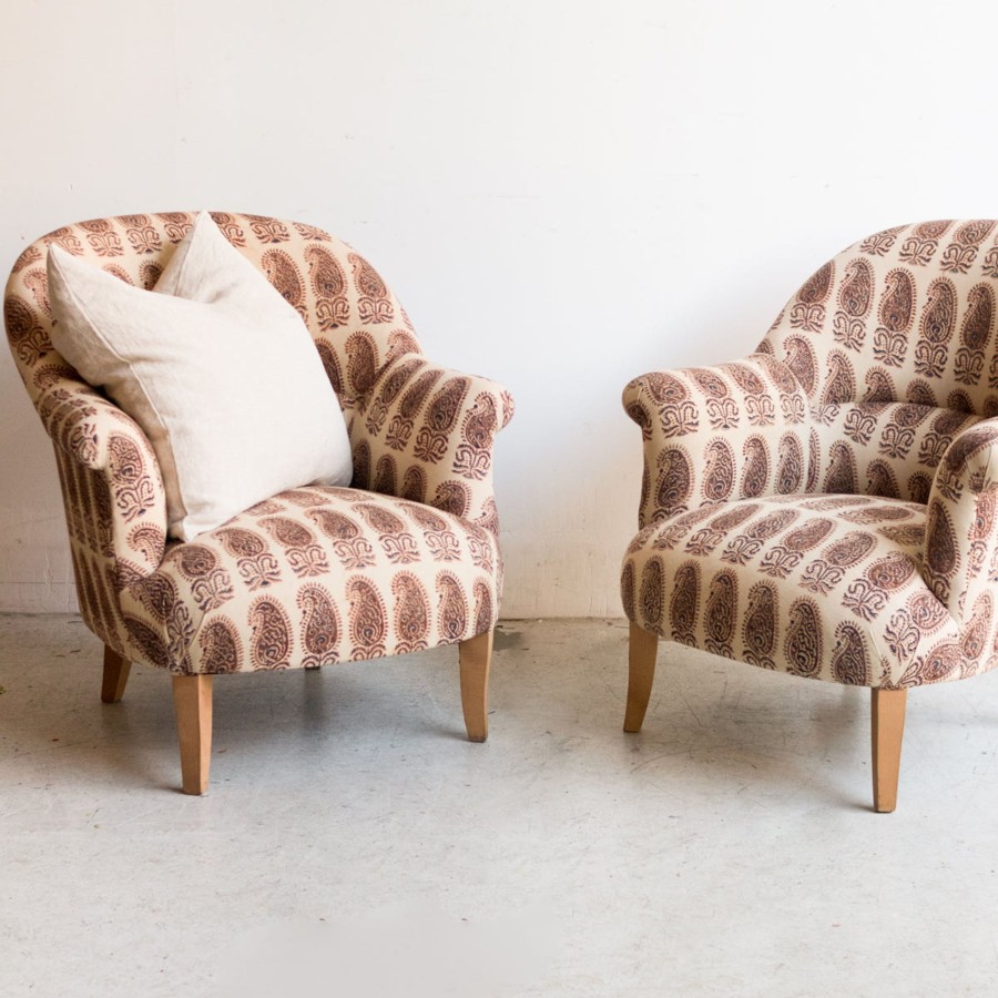 Furniture elsie green | Pair Of Block Print Arm Chair | Therese