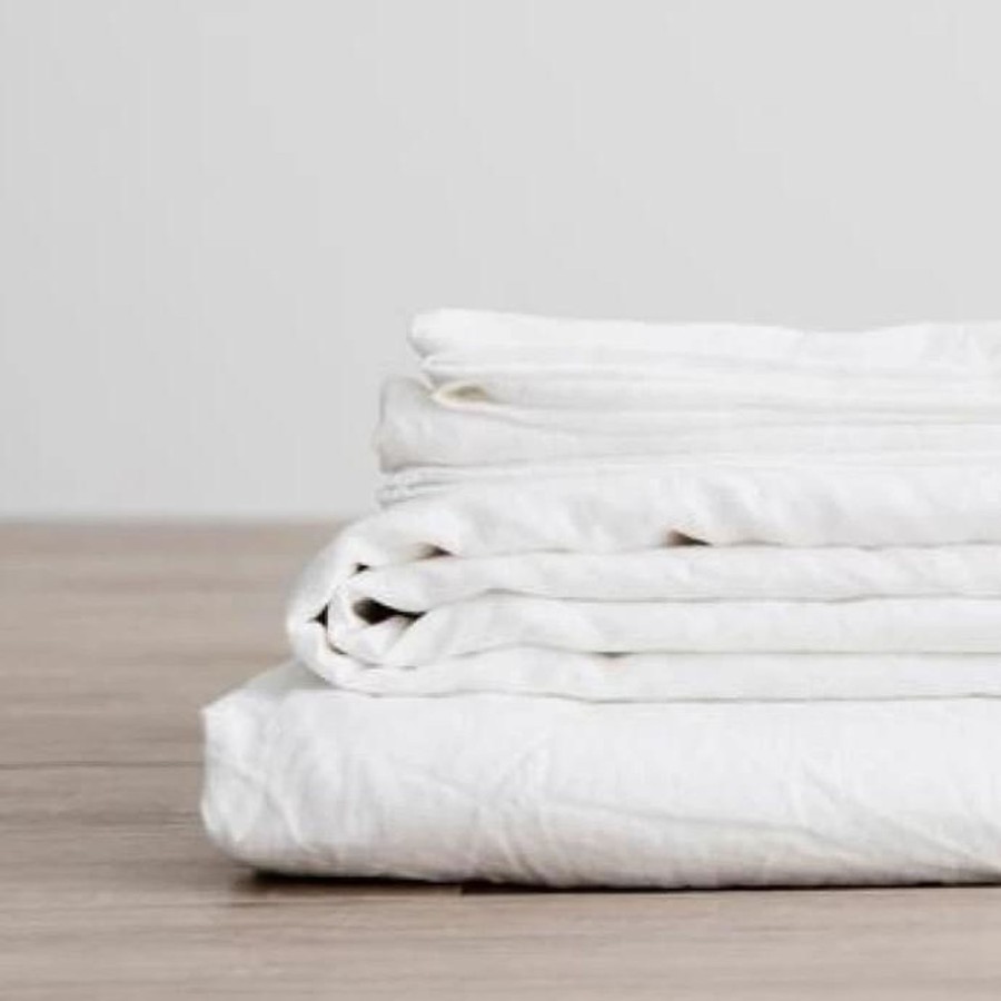 Textiles Elsie Green | Washed Linen Sheet Set White