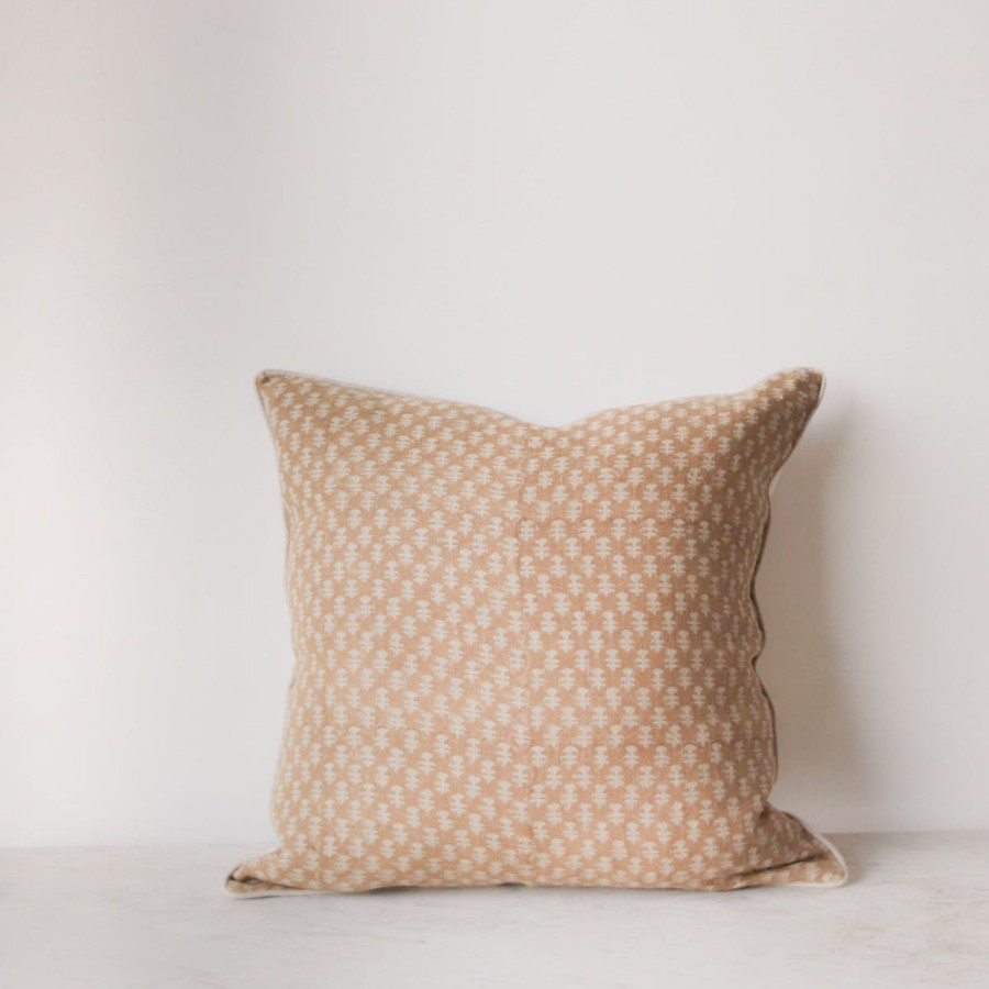 Textiles elsie green | Linen Block Printed Pillow Cover | Boti Mustard