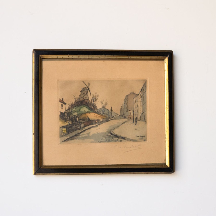 Art Galerie elsie green | Rue Lepic Montmartre Tinted Etching | Dated 1928