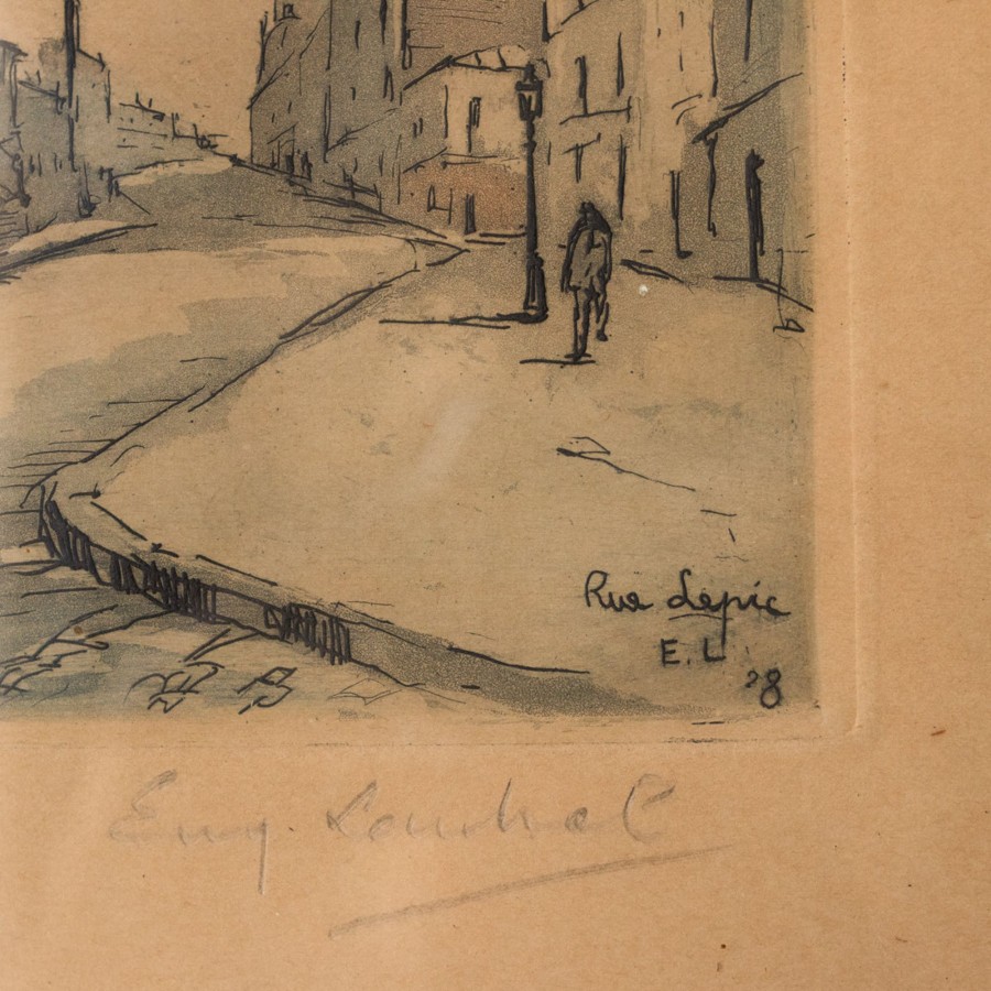 Art Galerie elsie green | Rue Lepic Montmartre Tinted Etching | Dated 1928