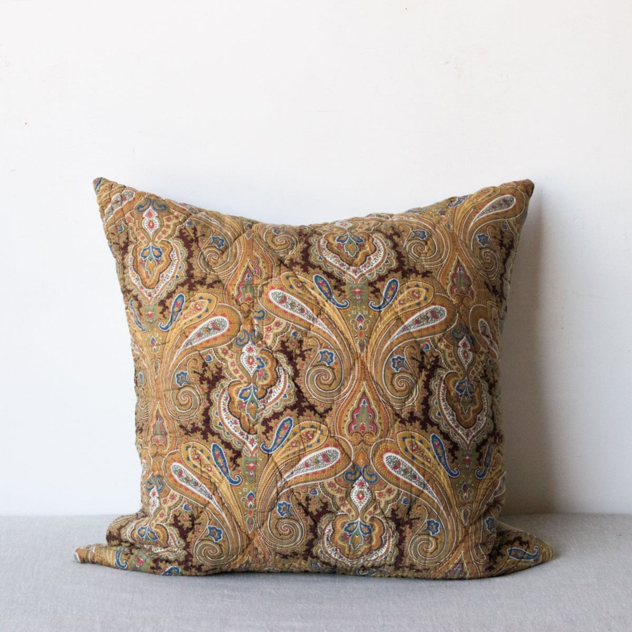 Textiles elsie green | Limited Edition Quilted Boutis Pillow Cover | Petite Paisley