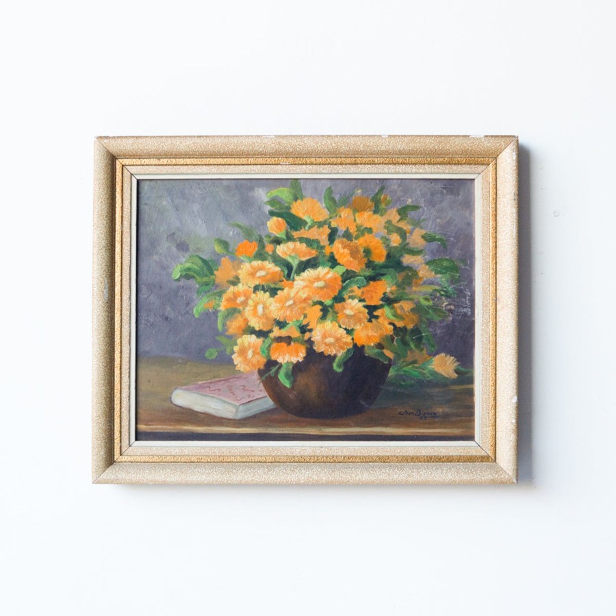 Art Galerie elsie green | Le Bouquet De Gloria Floral Oil Painting | Dated 1952