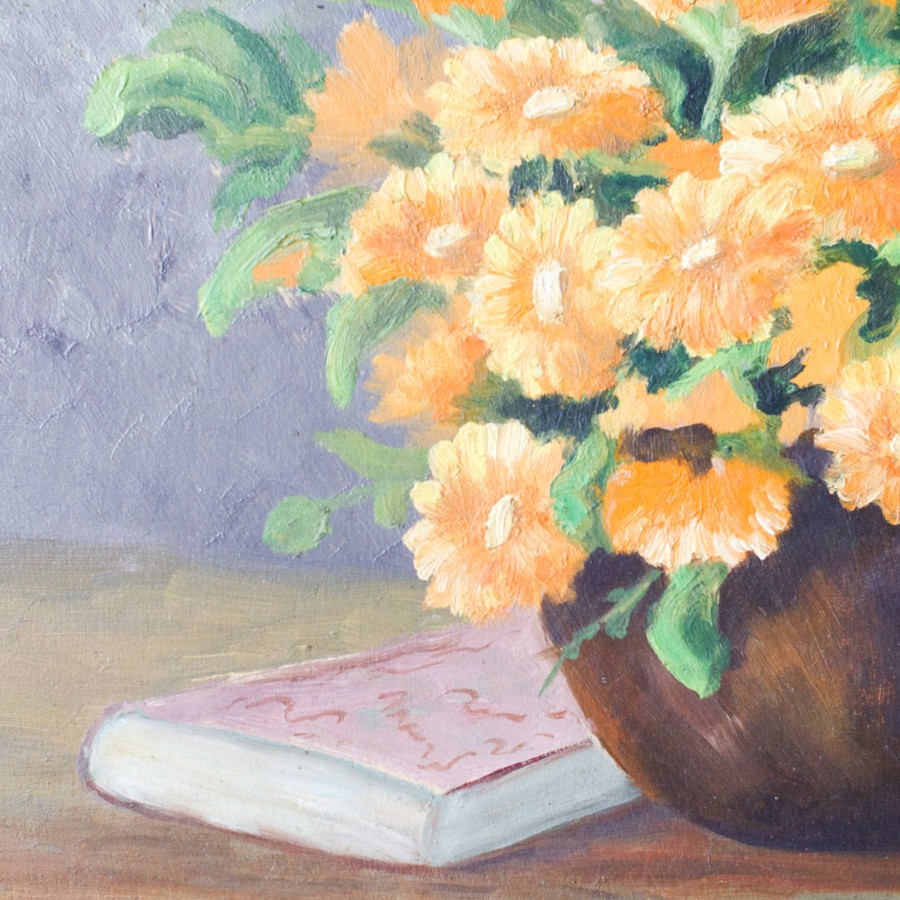 Art Galerie elsie green | Le Bouquet De Gloria Floral Oil Painting | Dated 1952