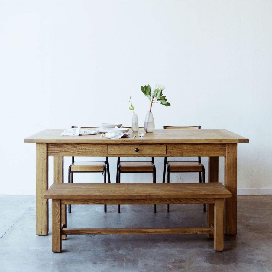 Furniture Custom Furniture | French Inspired Reclaimed Wood Farm Bench Waxed Pine