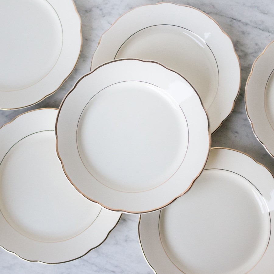 The French Kitchen elsie green | Gold Rim Ironstone Plates & Bowls Set Of 5