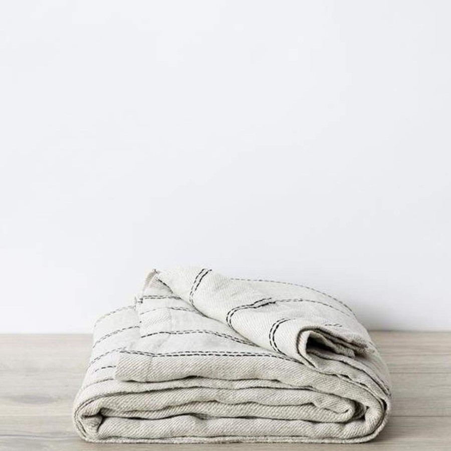 Textiles elsie green | Mira Striped Bedcover