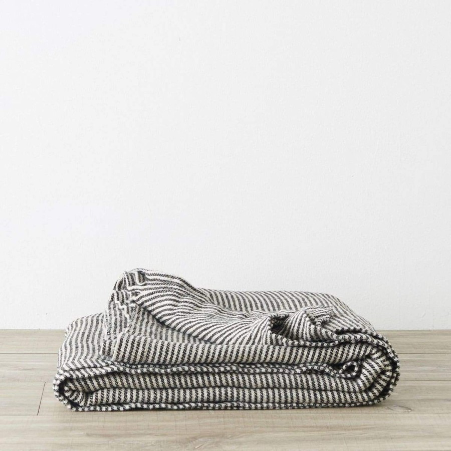 Textiles elsie green | Ellis Stripe Linen Bed Cover