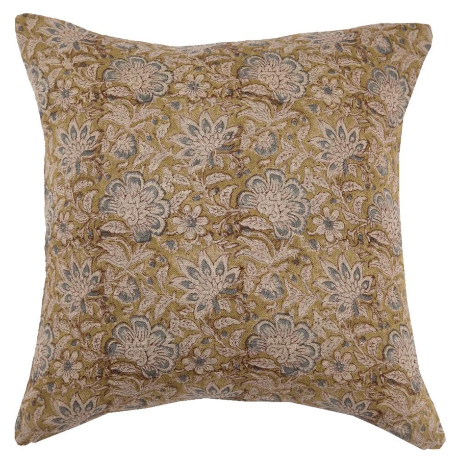 Textiles elsie green | Block Print Pillow Cover | Kundan Stone