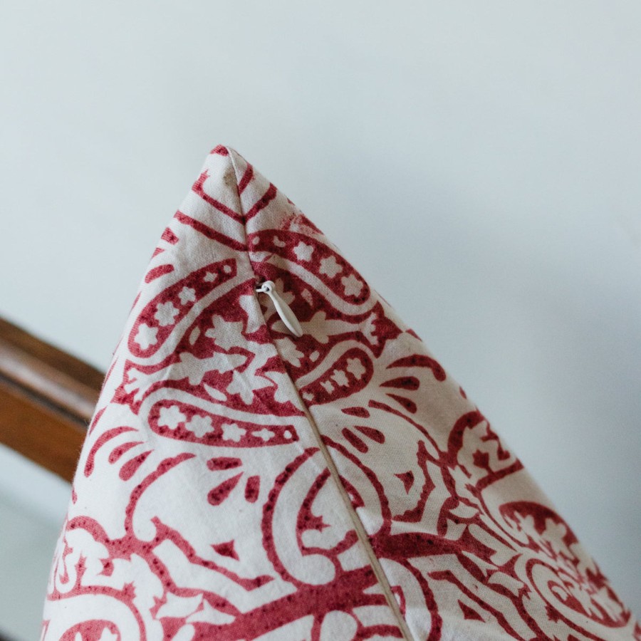 Textiles Elsie Green | Block Print Pillow | Dominique Red