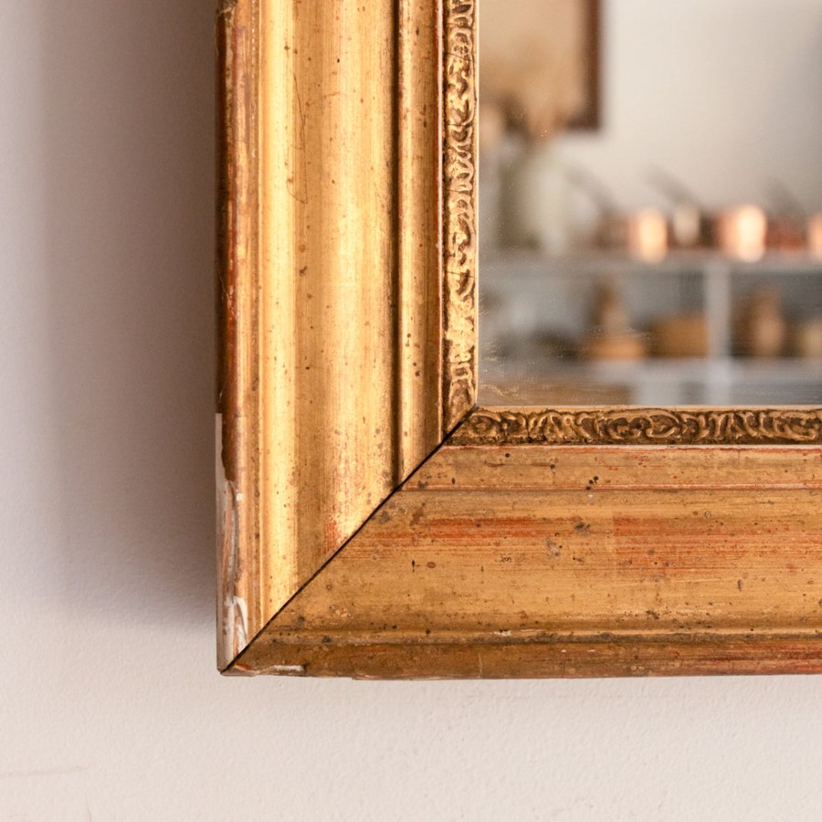 Decor elsie green | Gilded Vintage Mirror With Red Clay Bole | 20.5 X 17