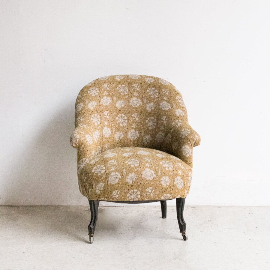 Furniture elsie green | Block Print Crapaud Chair | Nisa Mustard