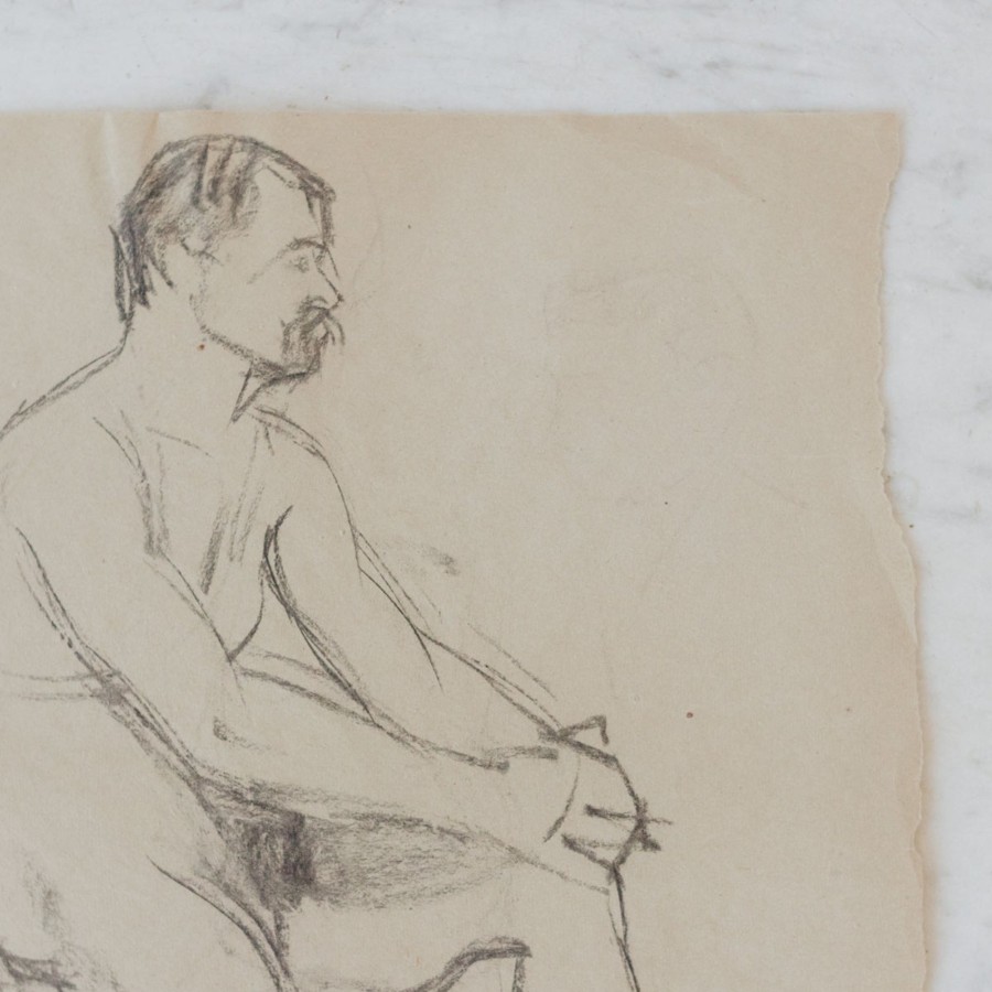 Art Galerie elsie green | 19Th Century Sketch | Nude Seated Casually