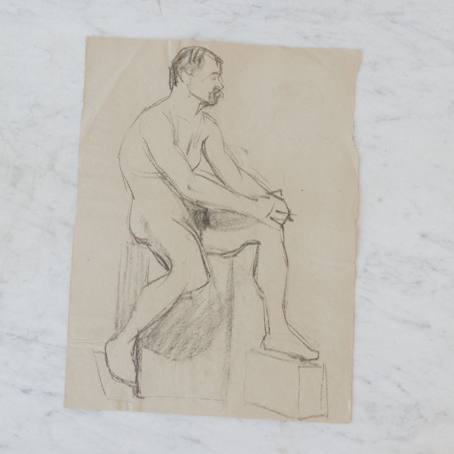 Art Galerie elsie green | 19Th Century Sketch | Nude Seated Casually