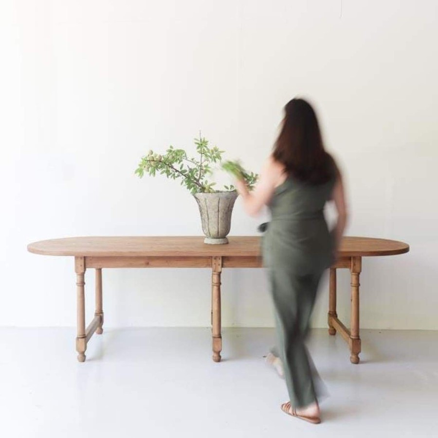 Furniture Custom Furniture | Reclaimed Wood Oval Farm Table Waxed Pine